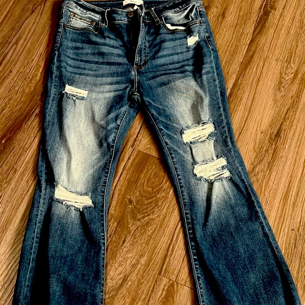 Distressed Blue Jeans